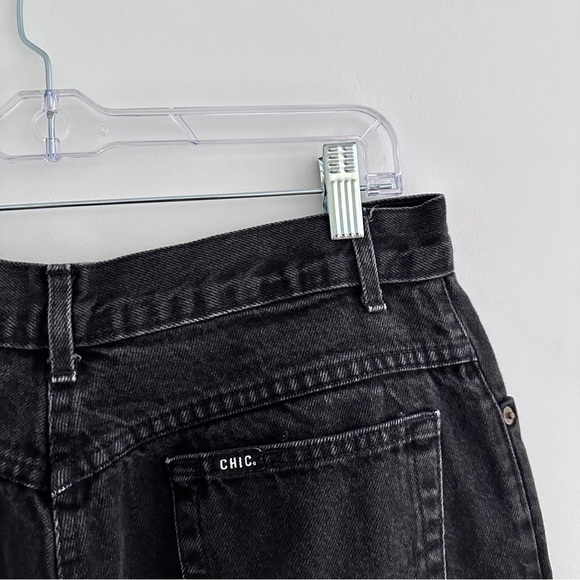 Chic Vintage 80s 90s Mom Jeans Women's Size 16 High Rise Tapered Black Denim - Picture 1 of 10